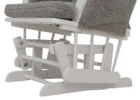 Relaxsessel Schaukelstuhl mit Hocker Bouclé Öko-Tex grau weisses Gestell