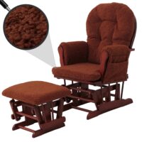 Relaxsessel Schaukelstuhl mit Hocker Bouclé Öko-Tex rostbraun dunkles Gestell