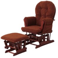 Relaxsessel Schaukelstuhl mit Hocker Bouclé Öko-Tex rostbraun dunkles Gestell