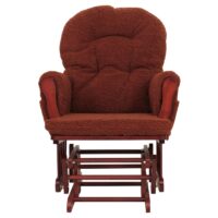 Relaxsessel Schaukelstuhl mit Hocker Bouclé Öko-Tex rostbraun dunkles Gestell