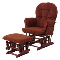 Relaxsessel Schaukelstuhl mit Hocker Bouclé Öko-Tex rostbraun dunkles Gestell