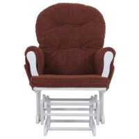 Relaxsessel Schaukelstuhl mit Hocker Bouclé Öko-Tex rostbraun weisses Gestell