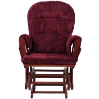 Relaxsessel Schaukelstuhl mit Hocker Chenille Öko-Tex bordeaux dunkles Gestell