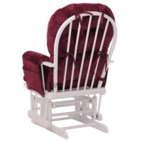 Relaxsessel Schaukelstuhl mit Hocker Chenille Öko-Tex bordeaux weisses Gestell