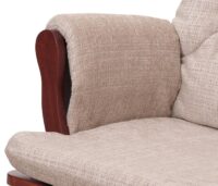 Relaxsessel Schaukelstuhl mit Hocker Chenille Öko-Tex creme dunkles Gestell