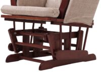 Relaxsessel Schaukelstuhl mit Hocker Chenille Öko-Tex creme dunkles Gestell