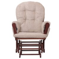Relaxsessel Schaukelstuhl mit Hocker Chenille Öko-Tex creme dunkles Gestell