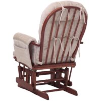 Relaxsessel Schaukelstuhl mit Hocker Chenille Öko-Tex creme dunkles Gestell