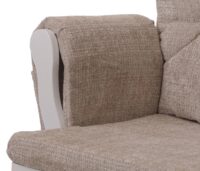 Relaxsessel Schaukelstuhl mit Hocker Chenille Öko-Tex creme weisses Gestell