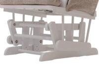Relaxsessel Schaukelstuhl mit Hocker Chenille Öko-Tex creme weisses Gestell