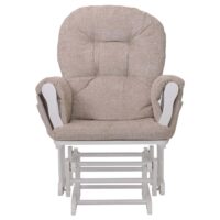 Relaxsessel Schaukelstuhl mit Hocker Chenille Öko-Tex creme weisses Gestell