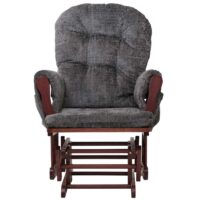 Relaxsessel Schaukelstuhl mit Hocker Chenille Öko-Tex dunkelgrau dunkles Gestell