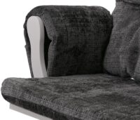 Relaxsessel Schaukelstuhl mit Hocker Chenille Öko-Tex dunkelgrau weisses Gestell