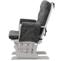 Relaxsessel Schaukelstuhl mit Hocker Chenille Öko-Tex dunkelgrau weisses Gestell