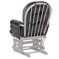 Relaxsessel Schaukelstuhl mit Hocker Chenille Öko-Tex dunkelgrau weisses Gestell