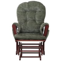 Relaxsessel Schaukelstuhl mit Hocker Chenille Öko-Tex grün dunkles Gestell
