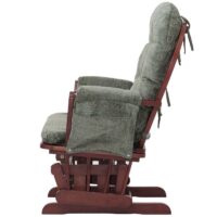 Relaxsessel Schaukelstuhl mit Hocker Chenille Öko-Tex grün dunkles Gestell