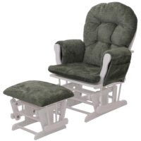Relaxsessel Schaukelstuhl mit Hocker Chenille Öko-Tex grün weisses Gestell