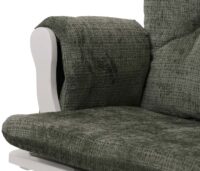 Relaxsessel Schaukelstuhl mit Hocker Chenille Öko-Tex grün weisses Gestell