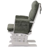 Relaxsessel Schaukelstuhl mit Hocker Chenille Öko-Tex grün weisses Gestell