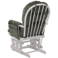 Relaxsessel Schaukelstuhl mit Hocker Chenille Öko-Tex grün weisses Gestell