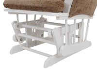 Relaxsessel Schaukelstuhl mit Hocker Chenille Öko-Tex hellbraun weisses Gestell