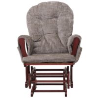 Relaxsessel Schaukelstuhl mit Hocker Chenille Öko-Tex hellgrau dunkles Gestell