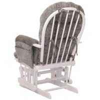 Relaxsessel Schaukelstuhl mit Hocker Chenille Öko-Tex hellgrau weisses Gestell