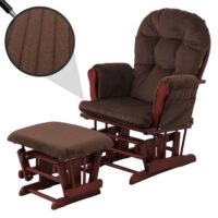 Relaxsessel Schaukelstuhl mit Hocker Cord Öko-Tex braun dunkles Gestell