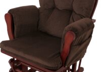 Relaxsessel Schaukelstuhl mit Hocker Cord Öko-Tex braun dunkles Gestell