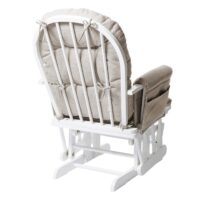 Relaxsessel Schaukelstuhl mit Hocker Stoff creme weisses Gestell