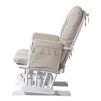 Relaxsessel Schaukelstuhl mit Hocker Stoff creme weisses Gestell