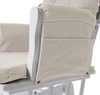 Relaxsessel Schaukelstuhl mit Hocker Stoff creme weisses Gestell