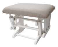 Relaxsessel Schaukelstuhl mit Hocker Stoff creme weisses Gestell