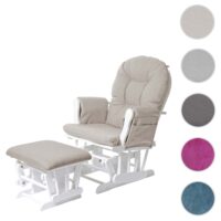Relaxsessel Schaukelstuhl mit Hocker Stoff creme weisses Gestell