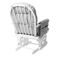 Relaxsessel Schaukelstuhl mit Hocker Stoff hellgrau weisses Gestell