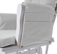 Relaxsessel Schaukelstuhl mit Hocker Stoff hellgrau weisses Gestell