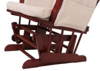 Relaxsessel Schaukelstuhl Schwingstuhl mit Hocker Cord Öko-Tex creme Gestell dunkel