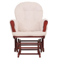 Relaxsessel Schaukelstuhl Schwingstuhl mit Hocker Cord Öko-Tex creme Gestell dunkel