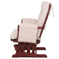 Relaxsessel Schaukelstuhl Schwingstuhl mit Hocker Cord Öko-Tex creme Gestell dunkel