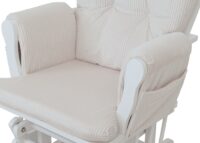 Relaxsessel Schaukelstuhl Schwingstuhl mit Hocker Cord Öko-Tex creme Gestell weiss