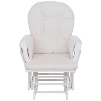 Relaxsessel Schaukelstuhl Schwingstuhl mit Hocker Cord Öko-Tex creme Gestell weiss