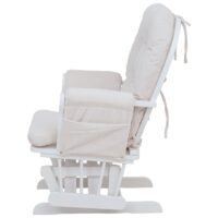 Relaxsessel Schaukelstuhl Schwingstuhl mit Hocker Cord Öko-Tex creme Gestell weiss