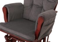 Relaxsessel Schaukelstuhl Schwingstuhl mit Hocker Cord Öko-Tex dunkelgrau Gestell dunkel