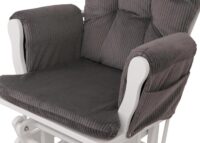 Relaxsessel Schaukelstuhl Schwingstuhl mit Hocker Cord Öko-Tex dunkelgrau Gestell weiss