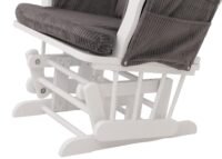 Relaxsessel Schaukelstuhl Schwingstuhl mit Hocker Cord Öko-Tex dunkelgrau Gestell weiss