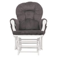Relaxsessel Schaukelstuhl Schwingstuhl mit Hocker Cord Öko-Tex dunkelgrau Gestell weiss
