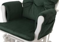 Relaxsessel Schaukelstuhl Schwingstuhl mit Hocker Cord Öko-Tex grün Gestell weiss