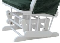 Relaxsessel Schaukelstuhl Schwingstuhl mit Hocker Cord Öko-Tex grün Gestell weiss