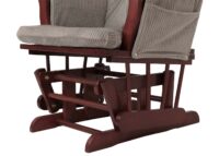 Relaxsessel Schaukelstuhl Schwingstuhl mit Hocker Cord Öko-Tex hellgrau Gestell dunkel